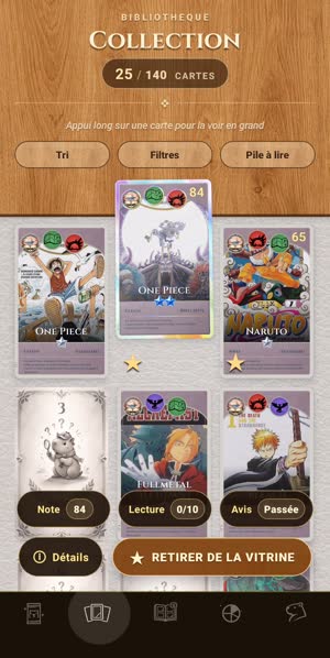 L'album de collection avec les cartes obtenues